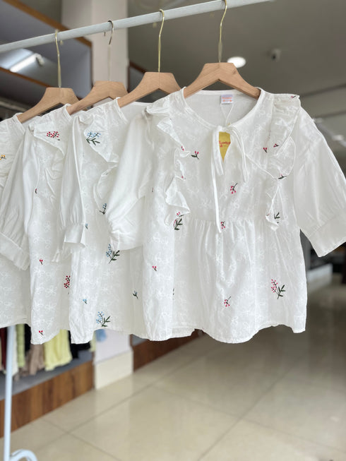Women Embroidered Korean Tops
